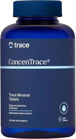 Trace Minerals ConcenTrace Tablets | Full Spectrum Ionic Minerals Dietary Supplement | Magnesium, Chloride, Potassium | Low Sodium Energy, Electrolytes, Hydration | 300 Tablets in Saudi Arabia