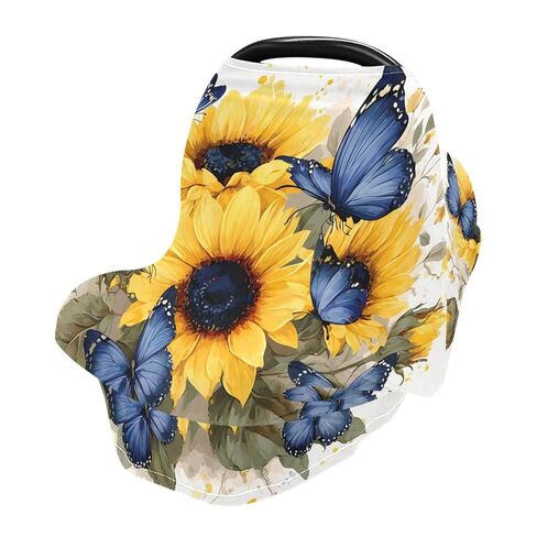 Sunflower and Butterfly Nursing Cover Breastfeeding Scarf, Car Seat Covers for Babies Infant Stretchy Soft Breathable Multi-Use Cover Ups, Gift for Boys Girls in Saudi Arabia