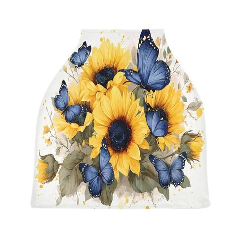 Sunflower and Butterfly Nursing Cover Breastfeeding Scarf, Car Seat Covers for Babies Infant Stretchy Soft Breathable Multi-Use Cover Ups, Gift for Boys Girls in Saudi Arabia