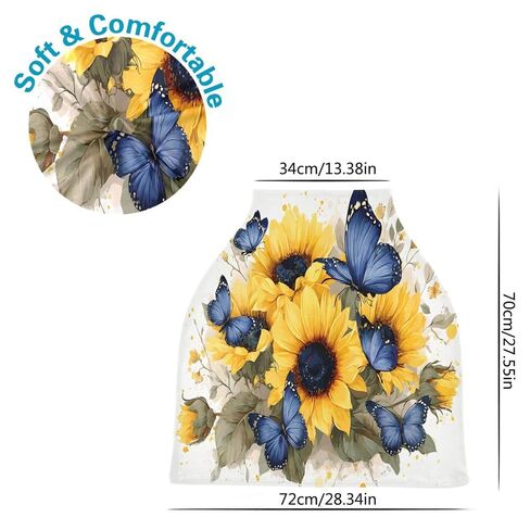 Sunflower and Butterfly Nursing Cover Breastfeeding Scarf, Car Seat Covers for Babies Infant Stretchy Soft Breathable Multi-Use Cover Ups, Gift for Boys Girls in Saudi Arabia