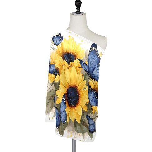 Sunflower and Butterfly Nursing Cover Breastfeeding Scarf, Car Seat Covers for Babies Infant Stretchy Soft Breathable Multi-Use Cover Ups, Gift for Boys Girls in Saudi Arabia