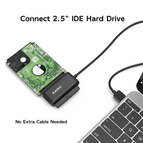 SATA/IDE to USB 3.0 Adapter, External Hard Drive Ultra Recovery Converter for Universal 2.5 3.5 inch IDE and SATA HDD/SSD, 5.25 inch DVD/CD-ROM Optical Drive, 18TB Capacity, 12V/2A Power Adapter in Saudi Arabia