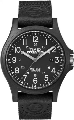 Timex Men's TW4B08100 Expedition Acadia Black Leather/Nylon Strap Watch in Saudi Arabia