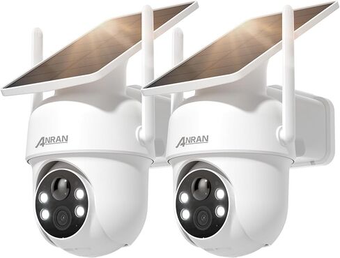 ANRAN Solar Security Cameras Wireless Outdoor,2K Cameras for Home Security with Fixed Solar Panel, 360° PTZ for Home Surveillance,2.4G WiFi, PIR Human Detection, 3MP Color Night Vision, 2 Pack in Saudi Arabia