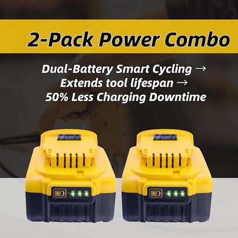2-Pack 6000mAh Replacement Battery for DeWalt 20V MAX | Compatible with DCB200/DCB201/DCB203/DCB207 & DCD/DCF/DCG Tools | 6 Protections & 18-Month Warranty in Kuwait