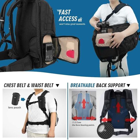 Camera Backpack Waterproof Large DSLR Camera Bag with 17" Laptop Compartments,Rain Cover,Tripod Holder Outdoor Travel Camera Backpack Case for Nikon Canon Sony Pentax DSLR/SLR Cameras and Accessories in Saudi Arabia