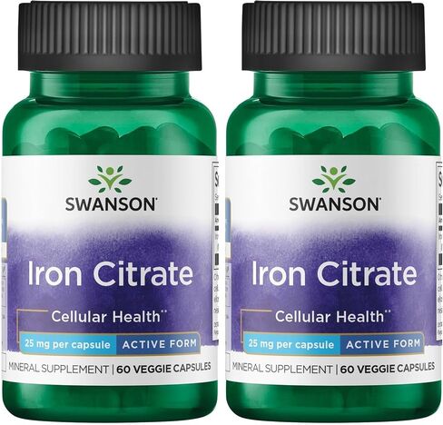 Swanson Iron Citrate 25 Milligrams 60 Veg Capsules (2 Pack) in Saudi Arabia