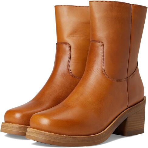 Dingo Womens Roxy Round Toe Block Zippered Casual Boots Ankle Low Heel 1-2" - Brown in Saudi Arabia