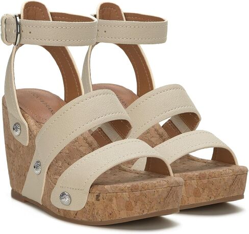 Lucky Brand Women's VALINTINA Wedge Sandal, Black, 12 in Saudi Arabia