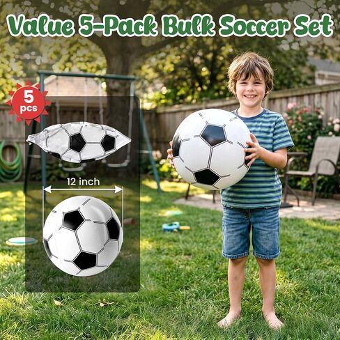 POPLAY 5PCS Inflatable Balls, 12 Inch Inflatable Soccer Beach Balls for Kids Party Favors Summer Swimming Pool Beach Game in Saudi Arabia
