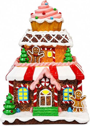 MOMENTS IN TIME 10" H Polyresin LED & Musical Gingerbread Bakery Shop Battery (not Included) in Kuwait