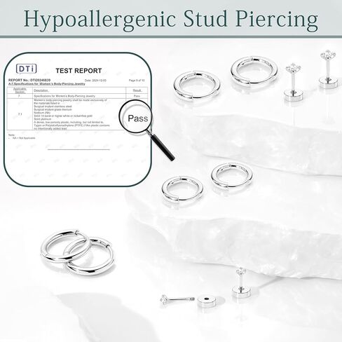 Hypoallergenic Surgical Steel Earrings Set for Sensitive Ears, Stainless Steel Flat Back Earrings for Women Men Small Flatback Stud Cartilage Hoop Earring Set for Multiple Piercing 5 Pairs in Saudi Arabia