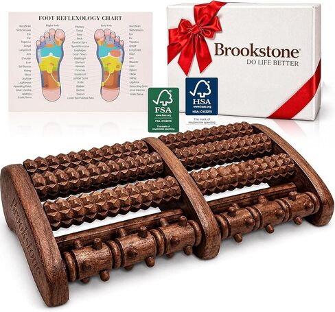 Brookstone Foot Roller Massager لارتياح التهاب اللفافة الأخمصية - أسطوانة تدليك خشبية لصحة القدم - تحفيز ردود الفعل وتخفيف الإجهاد - هدية مثالية لأمي ، أبي ، كبار السن in Kuwait