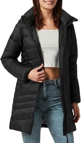 Women's Winter Down Long Jacket Thickened Puffer Warm Coat with Detachable Hood in Saudi Arabia