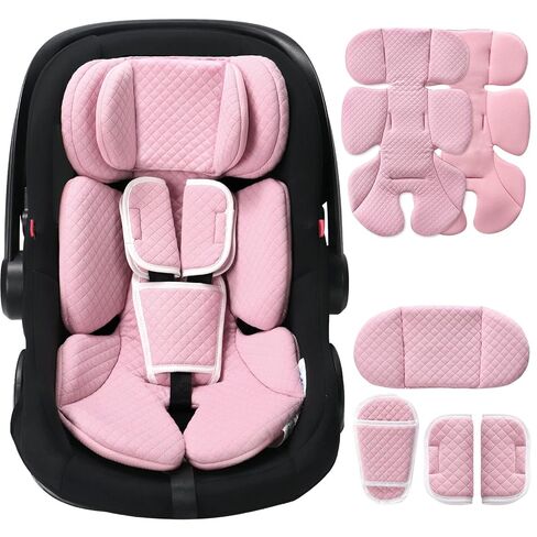 Infant Car Seat Insert Adjustable Head Support for Preemie Newborn Toddler, Reversible Baby Head Body Support Cushion for Carseats and Strollers Side Impact Protection - Pink in Kuwait