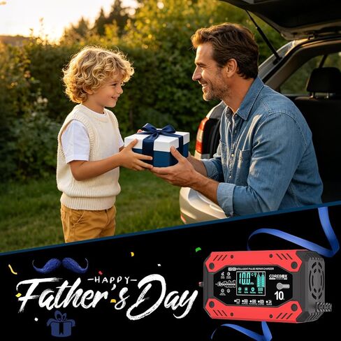 10A Car Battery Charger with LCD Display, 9-Stage Trickle Charger for Car Battery -12V Lead-Acid, AGM, Gel, LiFePO4 Batteries. Quality Guaranteed for Car, Motorcycle, Sedan, SUV, Light Pickup Trucks in Kuwait