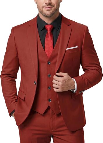 Hihawk Men's Slim Fit 3 Pieces Suit, One Button Blazer Set, Jacket Vest and Pants for Wedding Party Business Prom in Saudi Arabia