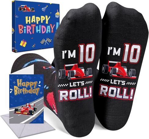 HAPPYPOP 9 Year Old Birthday Gifts Socks Ideas - Nine Year Old Gifts in Birthday Greeting Card, Gifts for Child Boys Girls Age 9 with Birthday Box in Saudi Arabia