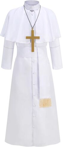 Priests Costume Men with Collar Clergy Robes Halloween Cosplay Party in Kuwait