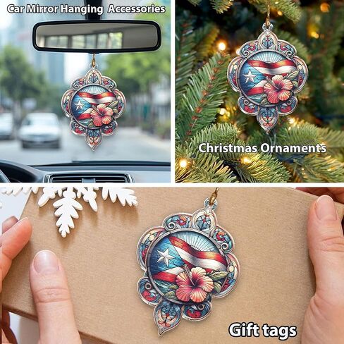 Taino Sol Car Charm Hanging Accessories, Puerto Rico Symbol Suncatcher Christmas Ornaments for Tree, Colorful Boricua Ornament, Unique Birthday Gifts for Family, Boss, Puerto Rican, Housewarming in Saudi Arabia