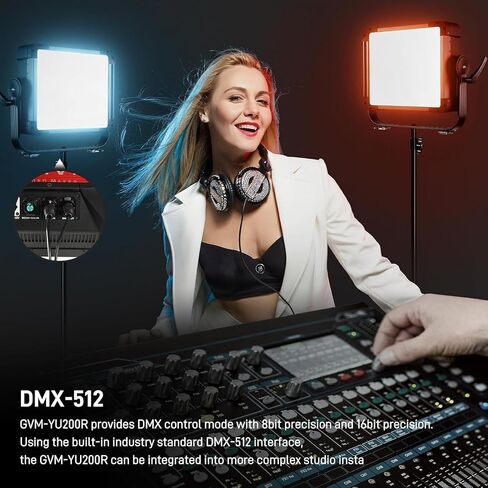 GVM 250W LED Video Light Panel, Photography Lighting with 21000 lux/0.5m, RGB Video Light 2700-75000K, CRI97+, Gel, HSI, 12 Effects, Studio Lighting for Video Recording with App/DMX/Battery in Saudi Arabia