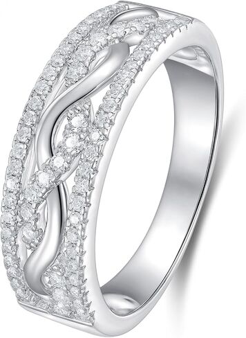 Newshe Jewellery MoissaniteWedding Bands for Women 925 Sterling Silver Eternity Rings Promise Engagement Ring Twisted Size 5-10 in Saudi Arabia