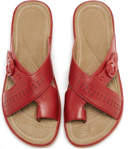 Ecetana Sandals for Women Flat Slides: Comfortable Dressy Orthopedic Slip On Summer Sandals 2026 for Ladies Casual Walking in Saudi Arabia