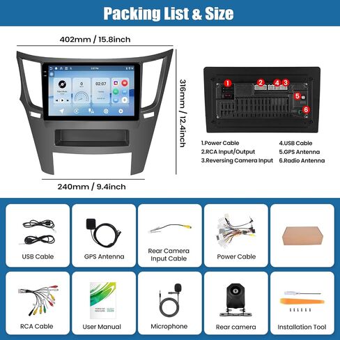 2+32G Android Car Stereo for Subaru Legacy Outback 2003-2009 with Apple Carplay Android Auto Mirror Link Change Theme 9 inch TouchScreen FM RDS DSP Bluetooth WiFi GPS+AHD Camera & MIC in Saudi Arabia