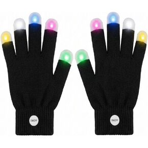 Black Light Show LED Gloves with Color Changing Light Up Fingertips, Flashing Sensory Toys for Autism, Cool Party Gifts for Kids Teens Adults in Kuwait