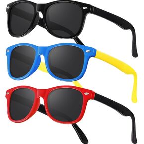 JASPIN Polarized Kids Sunglasses - Toddler Baby Sun Glasses for Girls Boys Age 3-9 with Flexible Frame UV Protection 3 Pack in Kuwait