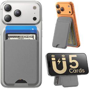 for MagSafe Wallet with Stand, 5 Card Holder, Slim Leather Magnetic Wallet for iPhone 17/16/15/14/13/12 Pro Max Plus Air Series, 3 Card Slots & 1 Cash Slot,Black in Saudi Arabia