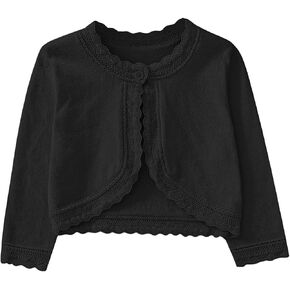 Girls Bolero Cardigan Shrug for Dresses, Long Sleeve Button Knit Cropped Sweater with Scalloped Trim in Kuwait