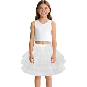 Girls Tulle Petticoat Underskirt for Dresses, Elastic Waist 3-Layer Tulle Crinoline Slip for Party, Wedding, Pageant & Dress Up in Saudi Arabia