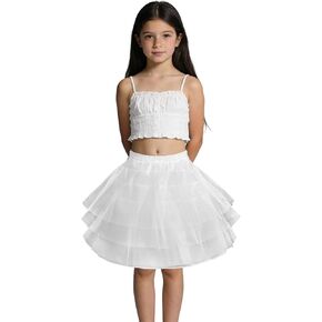 Girls 3 Layers Tulle Petticoat Crinoline Underskirt Slips Fluffy Hoopless Kids Petticoat for Wedding Flower Girl Party Dress in Saudi Arabia