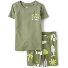 The Children's Place Boys' 100% Cotton Sleeve Top and Shorts 2 Piece Pajama Set in Kuwait