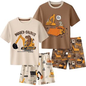 Yoofoss Toddler Pajamas 100% Organic Cotton 4 Piece Short Sleeve Summer Pajama Set Kids Pajamas Boys Girls Snug Fit Pjs Set in Kuwait