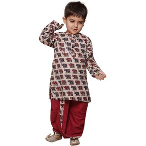AJ DEZINES Kids Printed Kurta Dhoti Set for Boys Indian Traditional Party Wear Bollywood Style Wedding Dress || Diwali Outfit in Kuwait