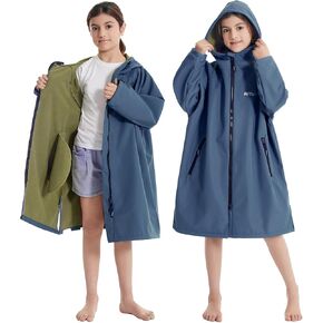 Hiturbo Kids Waterproof Swim Parka: Thin Fleece Lined Swimming Coat - Oversized Swimmer Jacket for Surf Swim Team in Saudi Arabia