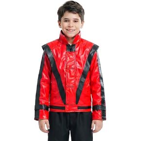 CHIGUO Kids Red and Black Faux Leather Jacket Fashion Outwear with Zipper in Kuwait