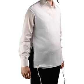 Undershirt Sephardi Style Tzitzis V Neck with 1 Hole Design, Tzitzit Undergarment in Poly Cotton Fabric with Attached Tzitzis in Saudi Arabia
