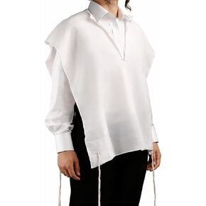 Wool White on White Tzitzis V Neck with 2 Hole Design, Wool Tzitzit Undershirt Garment for Daily Wear in Saudi Arabia