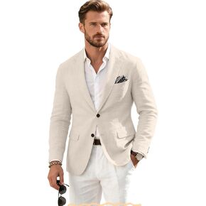Linen Retro Mens Suit Jacket Blazer Casual Slim Fit Blazers Tux Jackets Wedding Prom Suit Separates Linen Sport Coat for Men in Kuwait