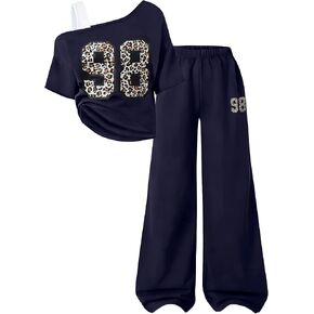 Teen Girls Clothes Off the Shoulder Top and Wide Leg Pants Matching Outfit Set with Pockets Size 7-16 in Kuwait