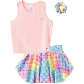 PATPAT Girls Skirt Sets Moisture Wicking Tank Tops and Tennis Skort 2 Piece Workout Outfits with Hair Ties 3-13 Years in Kuwait