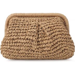 Clothirily Straw Clutch Purses for Women, Cloud Dumpling Woven Bag with Detachable Chain, Beach Crossbody Shoulder Handbag in Kuwait