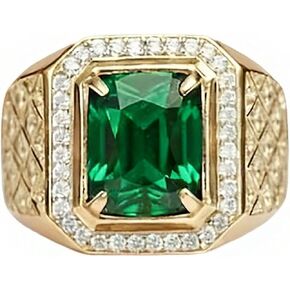 10K 14K 18 Gold Created Emerald Ring for Men 3-4 CT Gemstone Engagement Ring with Moissanite Jewelry Gifts for Him in Saudi Arabia