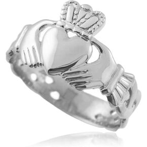Bold 14k White Gold Men's Trinity Knot Band Irish Claddagh Ring (10) in Saudi Arabia