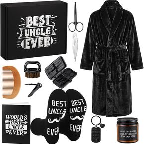 Shyyween 11pcs Birthday Gift for Men Fathers Day Retired Gifts Basket Fuzzy Robe Candle Beard Care for Uncle Dad Grandpa in Kuwait