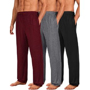3 Pack Mens Pajama Pants Ultra Soft Comfy Lounge Pants Lightweight Loungewear Sleepwear with Elastic Waist and Pockets in Saudi Arabia