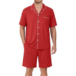 Ekouaer Mens Pajamas Set Summer Short Sleeve Button Up Pjs 2 Piece Sleepwear with Pockets S-XXXL in Kuwait